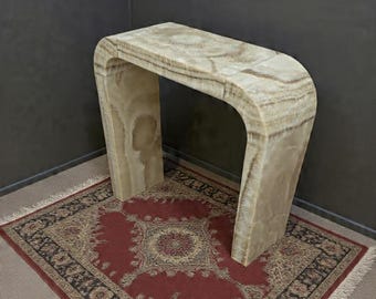Honey Onyx Console Table | Marble Console Table | Modern Entryway Furniture | Luxury Stone Hallway Table | Handmade Minimalist Design