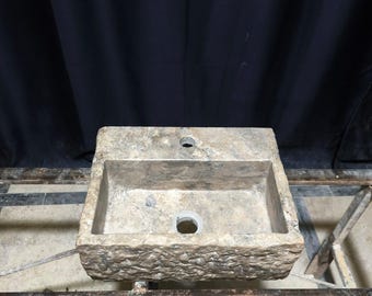 Silber Travertin Wand Waschbecken: Grob gemeißelt Naturstein