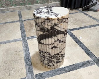 Calacatta Viola Marble Plinth Table: Natural Stone Pedestal