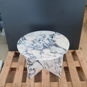 Calacatta Viola Marble Side Table, Custom Design Marble Plinth Table, Marble Coffee Table,Handmade Marble Side Table, Marble Plinth Tables