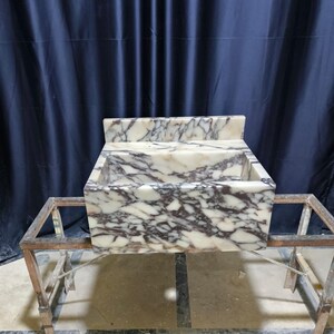 Calacatta Viola Marble Sink: Natural Stone Bathroom Washbasin (24x19x10)