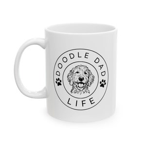 Doodle Dad Life Logo (V1) Ceramic Mug, (11oz, 15oz) - Doodle Mug, Doodle Gift, Doodle Dad Gift