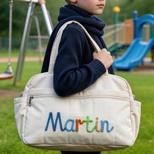 Personalized Kids Duffle Bag | Custom Toddler Travel Bag with Knit Name | Boys Overnight Weekend Bag | Girls Sleepover Luggage