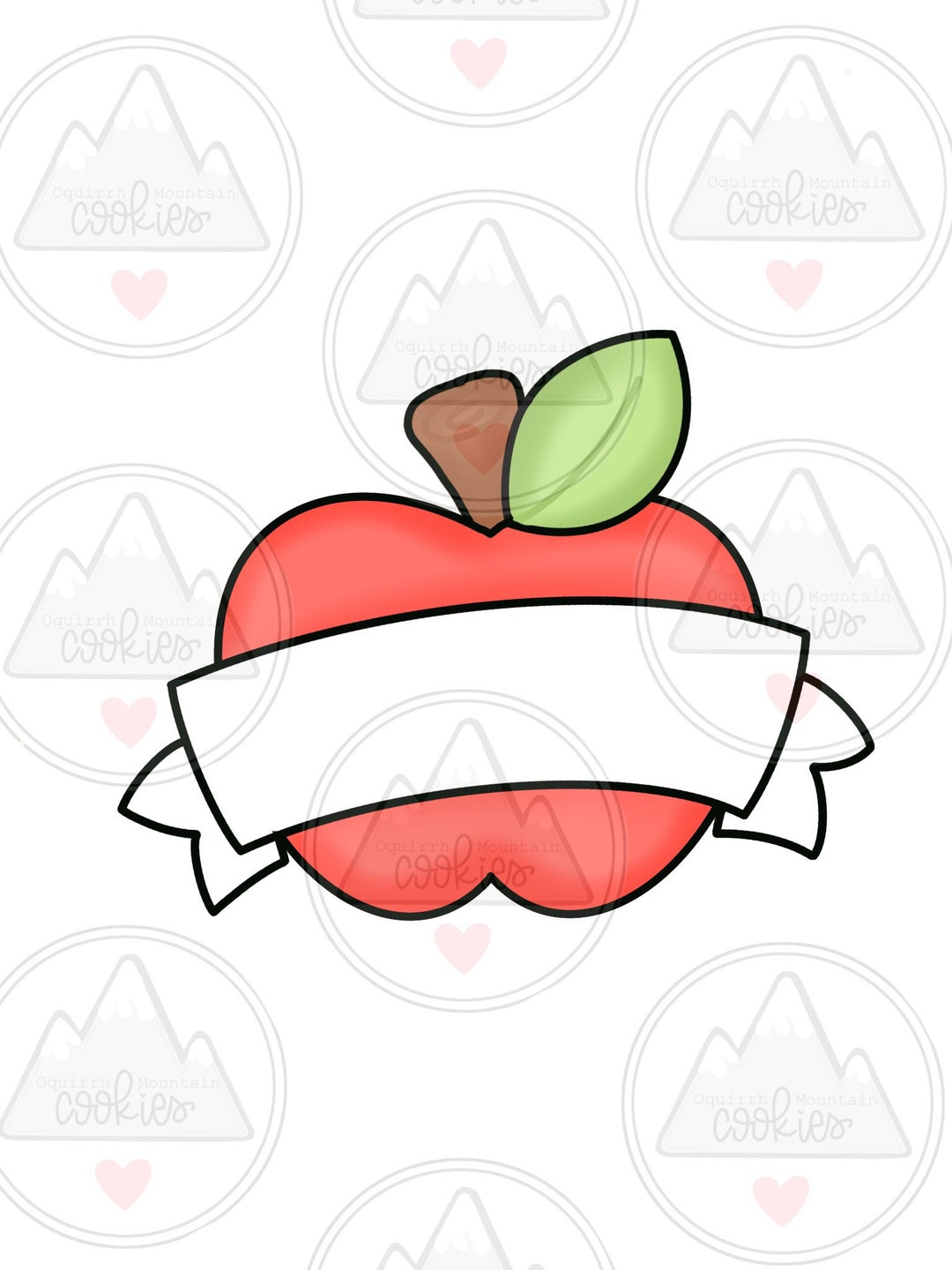 Apple With Banner Cookie Cutter - Etsy
