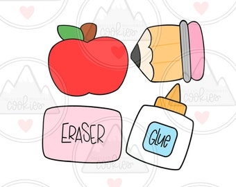 4 piece school supply Cookie Cutter set
