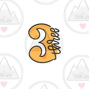 3 with letters Cookie Cutter