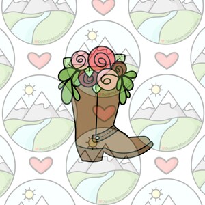 Flower Cowboy boot cookie cutter