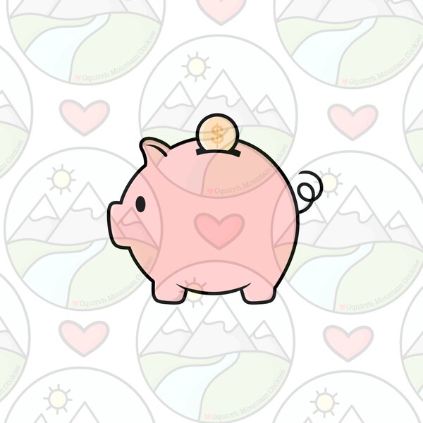 Piggy bank with coin Cookie Cutter