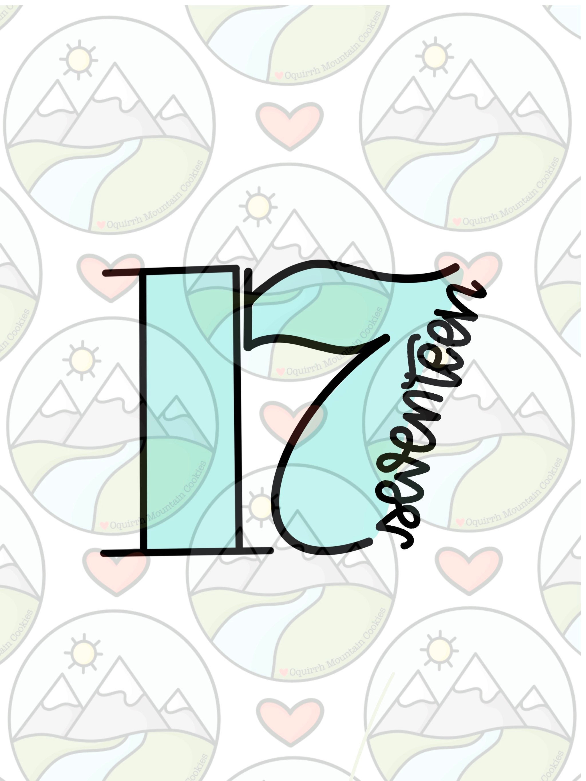 17 with letters 3” tall cookie Cutter