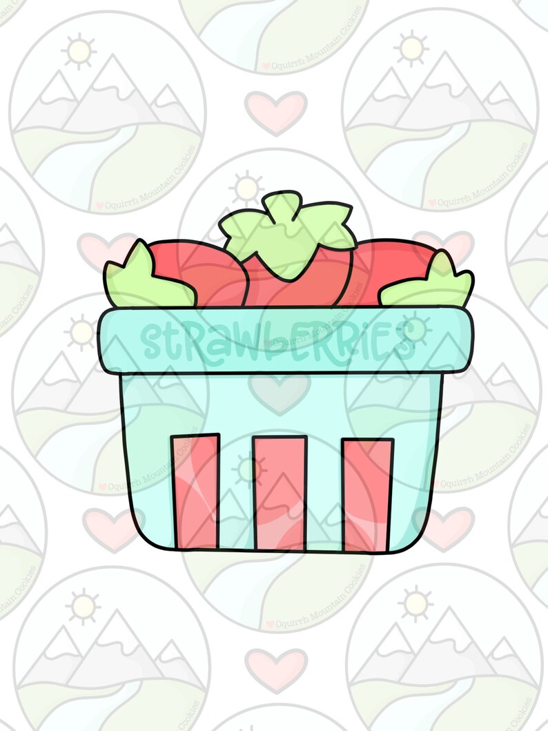 Strawberry Basket Cookie Cutter Etsy