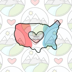 USA with heart cut out cookie cutter