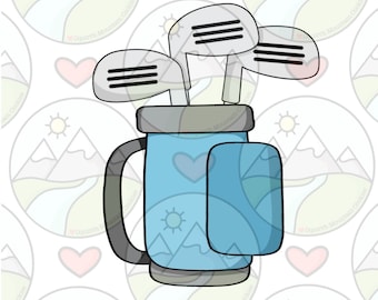 Golf bag with clubs cookie cutter