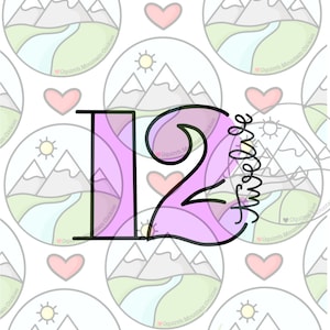 12 with letters Cookie Cutter 3” tall