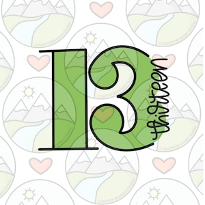 13 with letters 3” tall cookie Cutter
