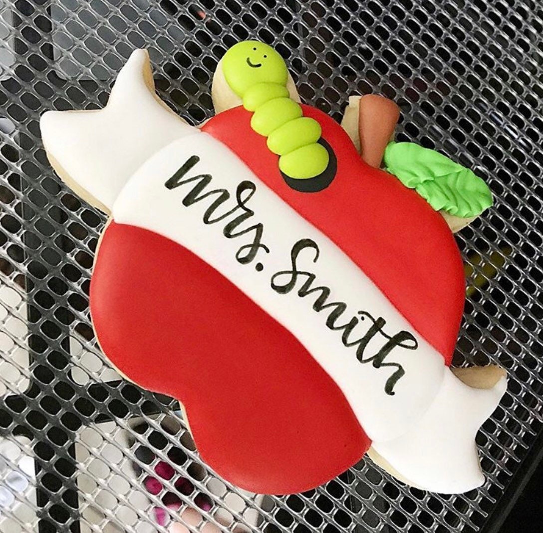 Apple With Banner Cookie Cutter - Etsy