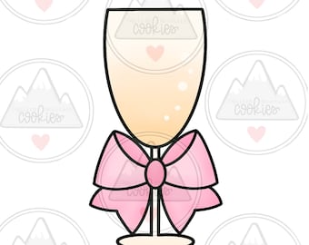 Champagne glass with bow Cookie Cutter