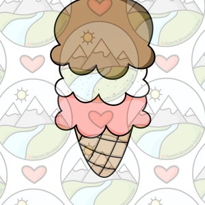 3 scoop Ice cream cone Cookie Cutter