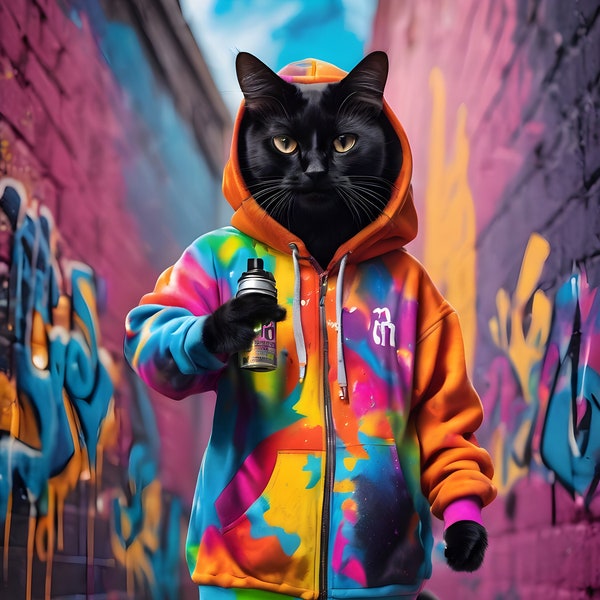 In Living Color (Digital Download) #21   Black Cat Graffiti Artist in Hoodie