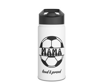 Fußball-Mama-Wasserflasche, Edelstahl-Wasserflasche, Becher, Fußball-Mama, anpassbare Wasserflasche