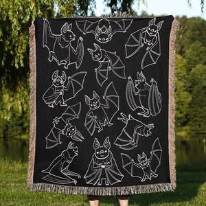 Bat Woven Blanket Dark Academia Decor Bats Woven Tapestry Blanket, Halloween Blanket, Woven Throw Blanket Bat Decor Vulture Culture Spooky