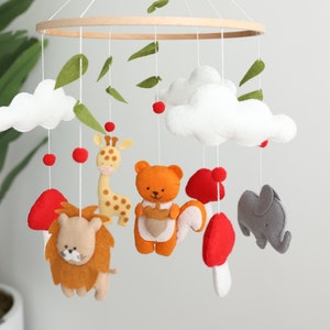 Baby Mobile Woodland, Felt Nursery Mobile with Mushrooms, Baby Mobile Neutral, Forest Mobile