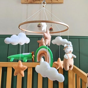Baby Mobile, Rainbow Nursery Mobile, Teddy Bear Crib Mobile, Baby Musical Mobile, Baby Neutral Mobile, Baby Mobile Boy, Felt Mobile Girl