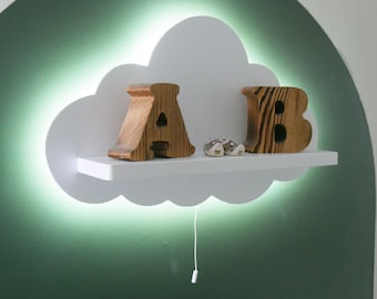 Lámpara de noche con forma de nube, decoración para habitación infantil, funciona con pilas