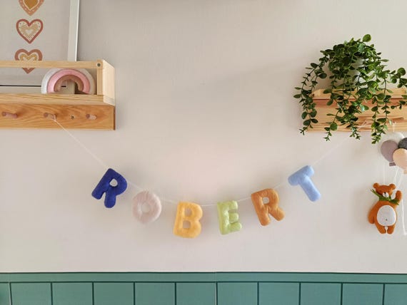 Felt Name Garland, Pastel Nursery Decor, Custom Baby Banner, Felt Letters, Custom Felt Garland