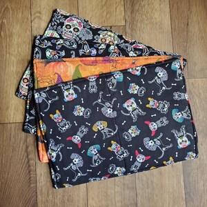 13"x9" Hot Pad Trivet Pot Holder Halloween Sugar Skull Dogs Flowers Witch's Hat Bats Pumpkin Bone Floral Black Orange Fall