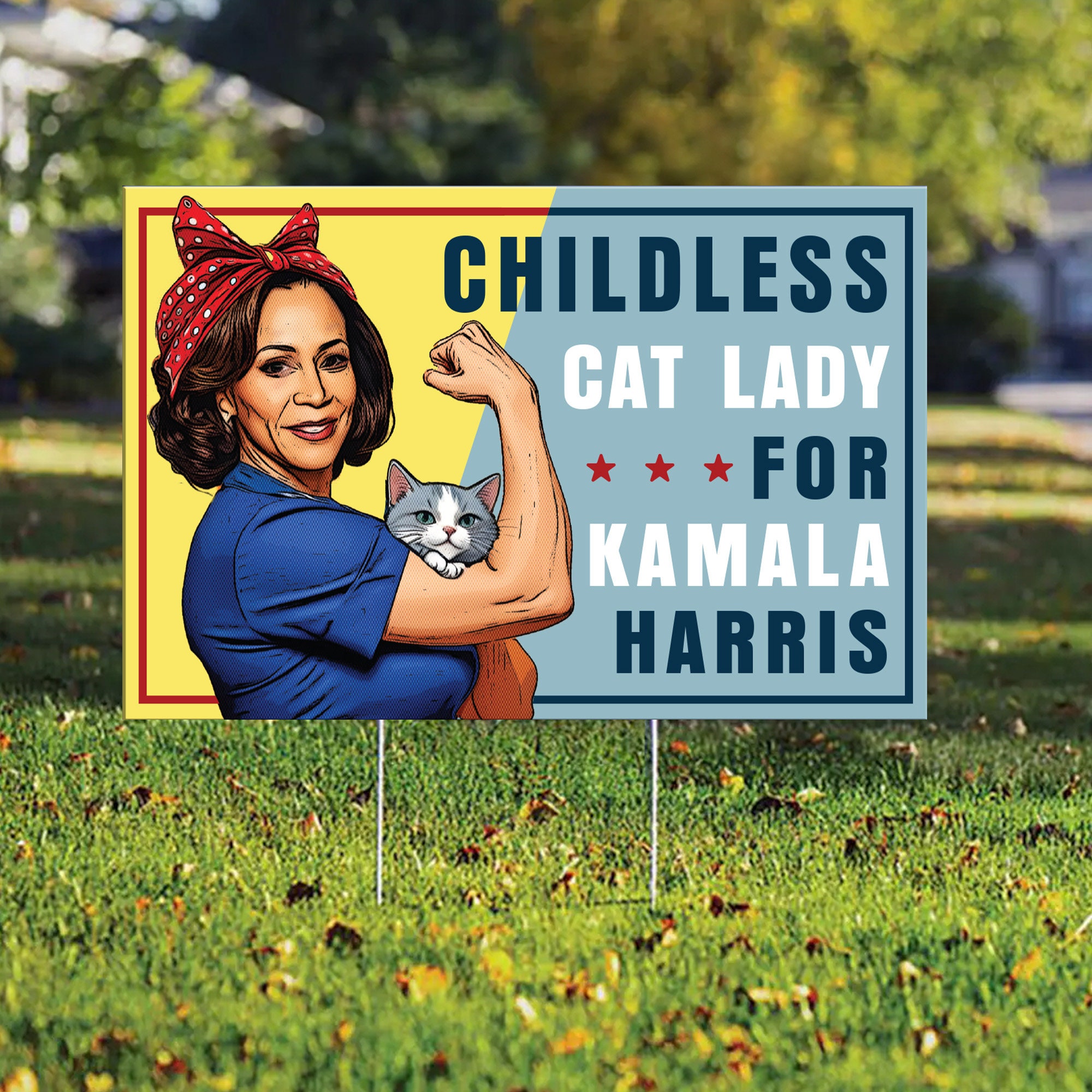 Discover Childless Cat Lady for Kamala Harris Yard Sign, Kamala Rally Yard Sign