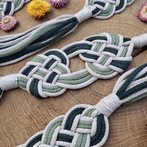 Ruban de mariage Celtique  -  Handfasting Cord - Rituel des mains liées Nœud double Cœur tresse 4 brins Printemps