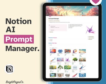 Notion AI Prompt Manager: Notion Template for ChatGPT Prompts, Midjourney Prompts, AI Prompts, and Notion Content Planner Prompt Guide