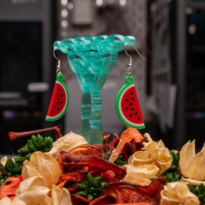 3D Watermelon Earrings: Palestine Solidarity, Hypoallergenic Silver Hoops