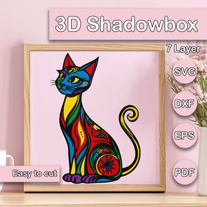 Cat mandala, 3D Layered SVG For Cardstock, 3D Paper Cut Shadow Box Template, multilayer SVG, Layered Paper Cutting, Pet Memorial Gift