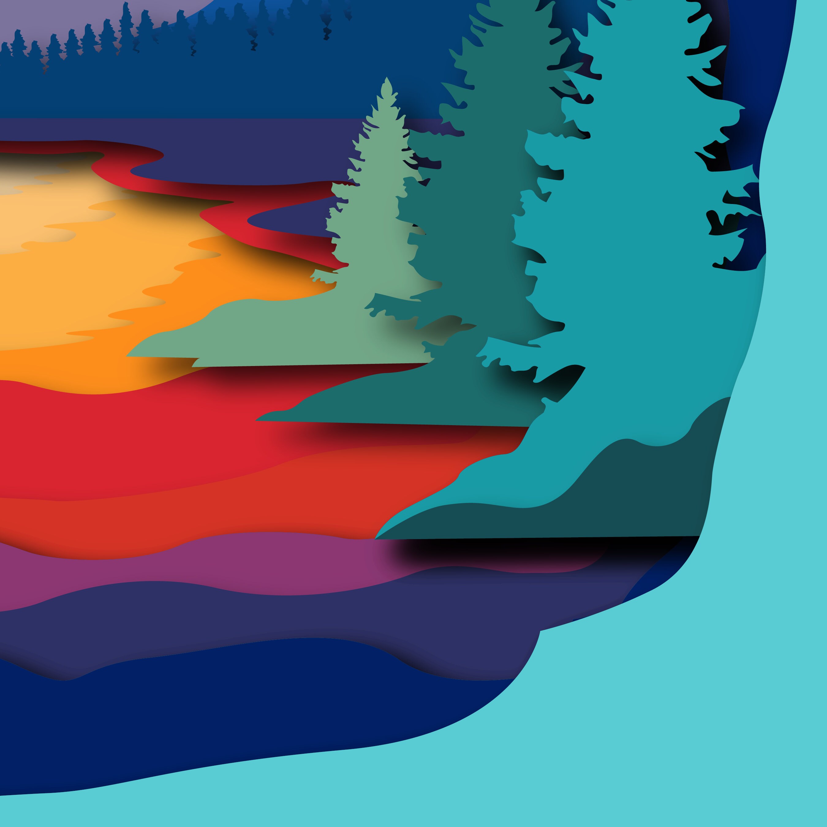 Mountain Shadow Box, 3D SVG Landscape Shadowbox Templates, DIY Nature ...