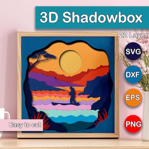 Boîte pêche, superposition de papier découpé pêcheur, pêche 3D SVG, cadeau fête des pères, décoration de pêche, projet d'artisanat en papier Cricut