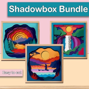 Mountain Lake Waterfall Shadow Box bundle,3D SVG Landscape Shadowbox Templates,DIY Nature Wall Art,Outdoors SVG,Cricut Paper Craft Project