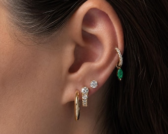 Round Moissanite Stud Earrings | Martini Setting, D Color VVS1, 925 Silver