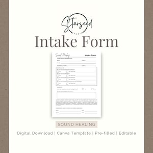 Sound Healing Intake Form, sound healing, wellness form, client form, new client form, business forms, wellness form