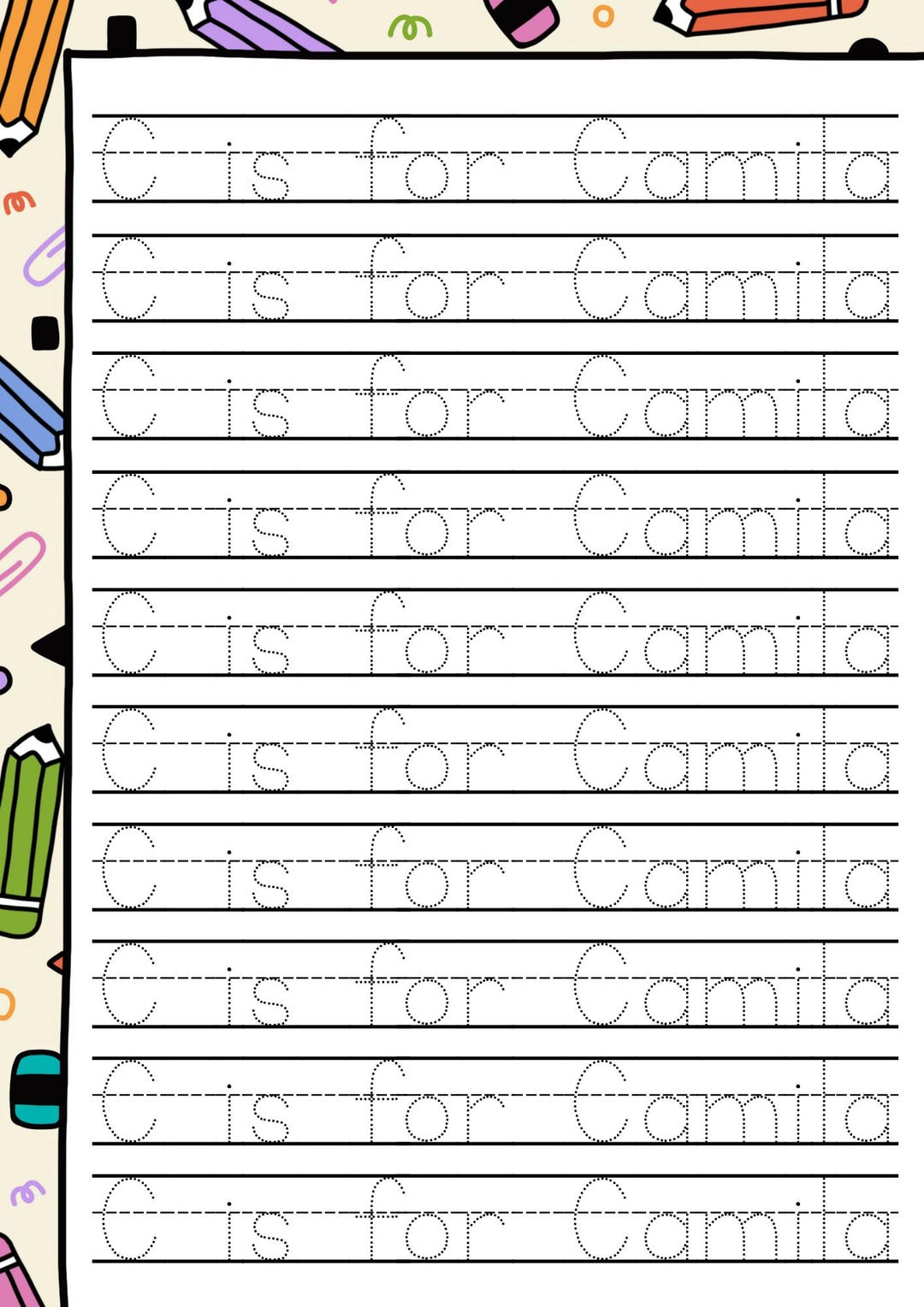 Custom Name Tracing Worksheet – “A is For” Printable for Preschool ...