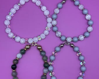 Elegant Boho Bracelet Set – Healing Stones & Crystal Beads