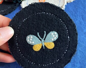 Handcrafted Embroidered Butterfly Fabric Coaster