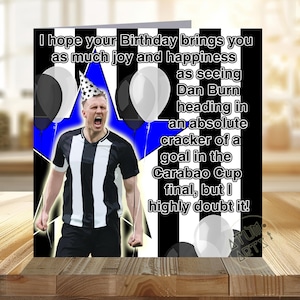 Mensaje de cumpleaños de Big Dan Burn Carabao Cup - Tarjeta de feliz cumpleaños del Newcastle United