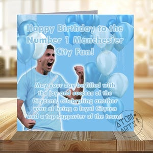 Rodri Manchester City Birthday Card - Happy Birthday to the Number 1 Manchester City Fan! May your day be filled with the joy and success...