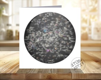 Wandering through Deep Space Thought Provoking Stargazing Spherical Greetings Card - Constellations of the Western Zodiac including Nebulae