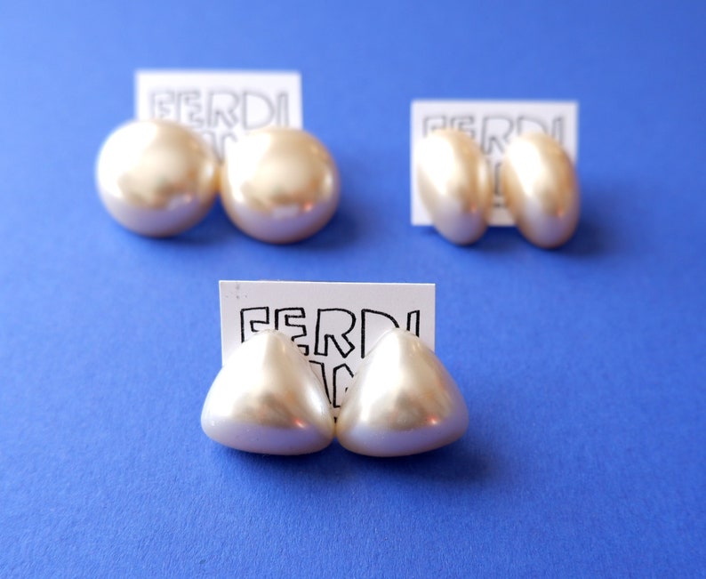 pearl chunk made from vintage cabochon post stud earrings plastic pastel