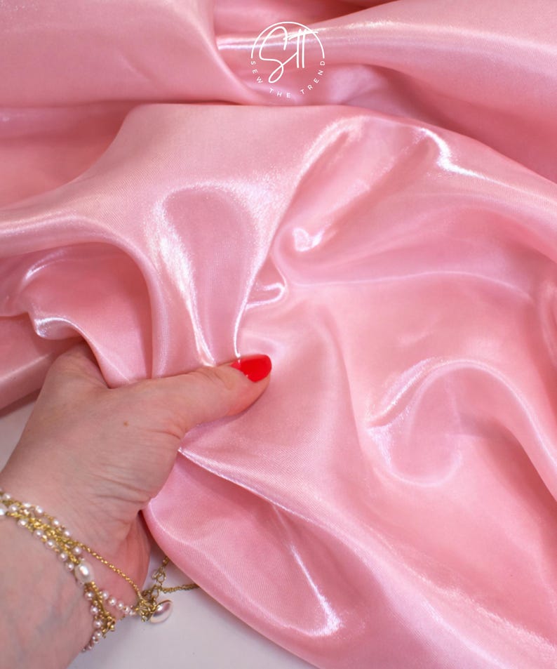 Reflective Liquid Satin Fabric by the Yard, Shiny Thick Silky Satin Fabric, Glossy Iridescent Liquid Satin, Water Shine Shimmer Satin image 11