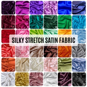 Silky Stretch Satin Fabric by the Yard, Premium Quality Stretch Charmeuse Fabric for Wedding Gowns, Bridesmaid Dresses, Soft Satin Charmeuse