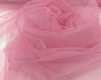 Pink Tulle Fabric by the Yard, Extra Soft and Matte Italian Tulle 63" Wide, Candy Pink Tulle Mesh Fabric for Veils, Tutu Dress, Gowns | Air