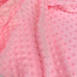 Baby Pink Minky Dot Fleece Fabric by the Yard, Minkee Polka Dot Fabric, Baby Pink Plush Minky Fabric for Blankets Pillow Covers Baby Blanket